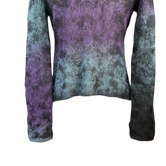Theyskens Theory Mohair Blend Sweater Womens Sz L Jewel Purple Blue Fuzzy Ombre - Picture 8 of 11